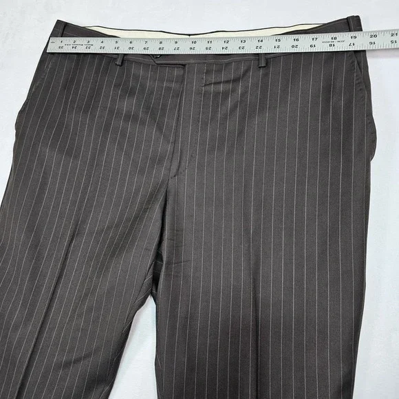 Holland & Sherry Sartoria Bespoke Suit Men 44S Pants 38x26 Wool Stripe Canvassed